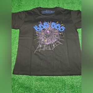 Black Graphic Tee with Purple Design